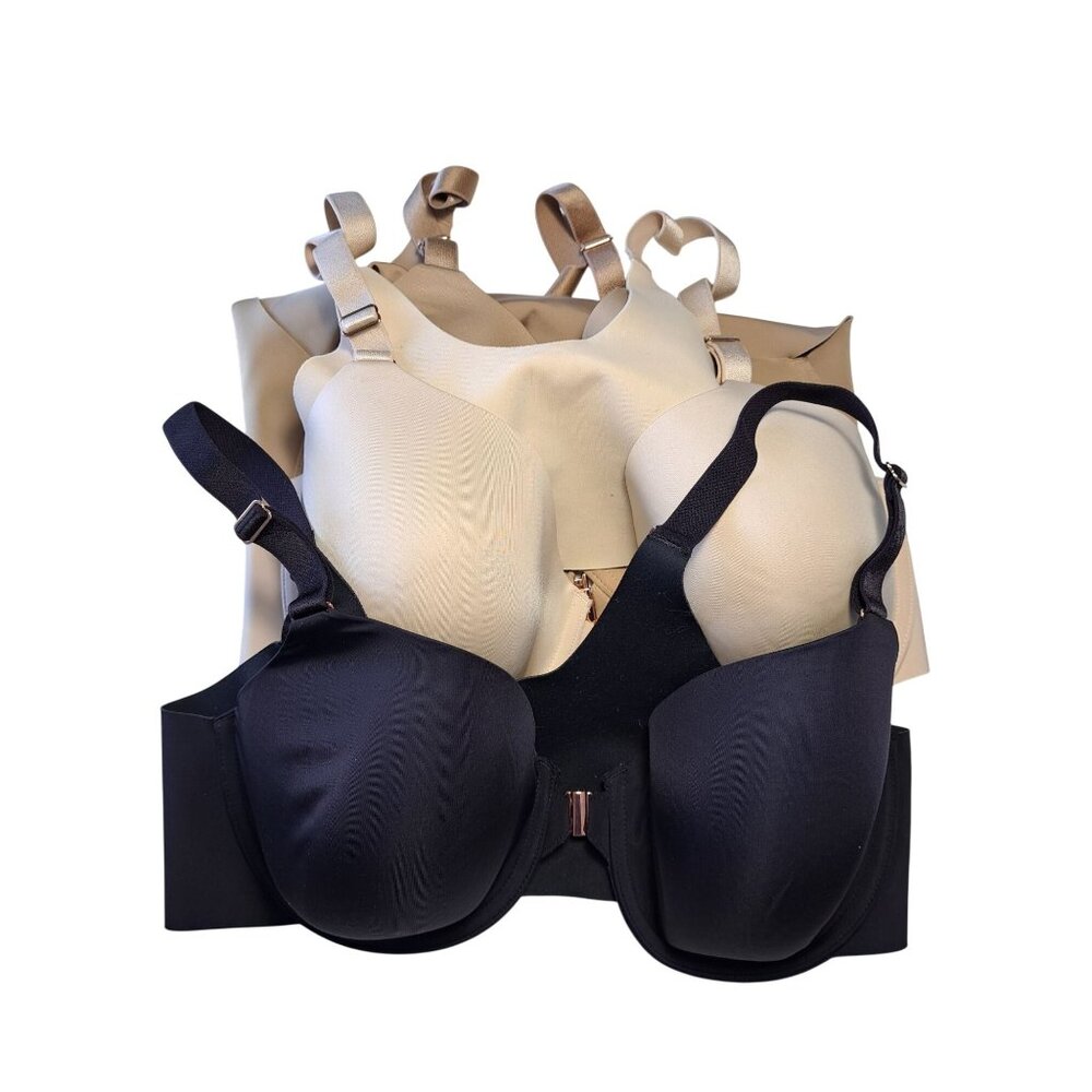 Soma Set of 3 Vanishing 360 Perfect Coverage Bras 38D Nylon/Spandex Multicolor